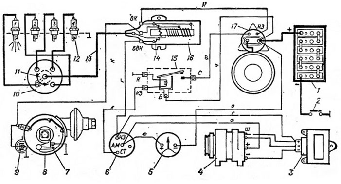 Схема системы зажигания УАЗ 469